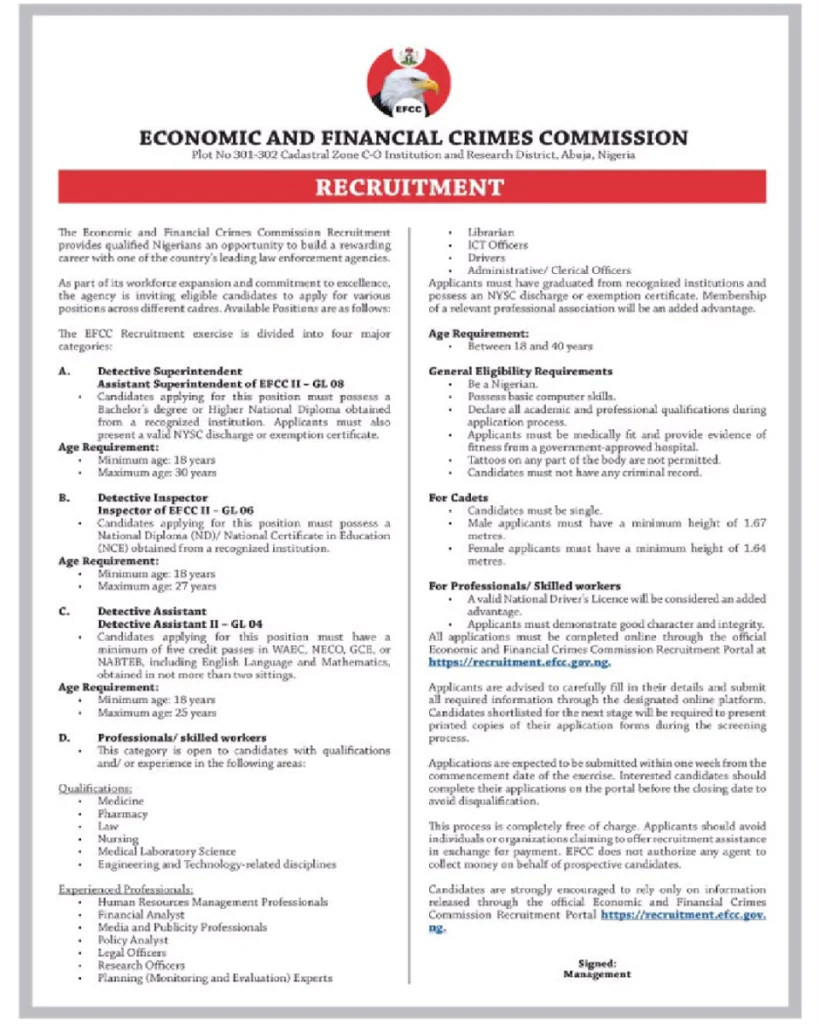 EFCC Recruitment
